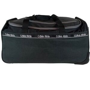 Calvin Klein Rolling Duffel Bag Charcoal Gray Black Logo Travel Luggage